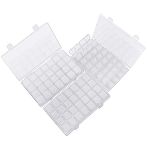 Belle Vous Organizadores para Abalorios (3 Paquete) - 28 Compartimentos (11x17,5cm) Plástico 5d Diamond Pintura de Diamantes Caja con Blanco Etiqueta Adhesivo - Para Rocailles Abalorios e Manualidades