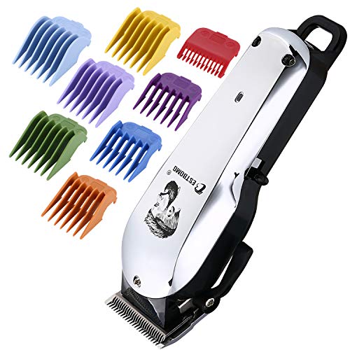 BESTBOMG Cortapelos Profesional Hombre, Barbero Electrico Cortador Pelo,Cortadora de Pelo Recargable, con batería de iones de litio de 2000 mAh, 8 peines guía coloridos, hojas de acero inoxidable