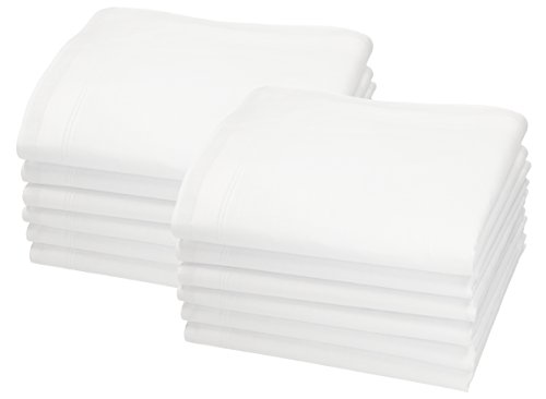 Betz Juego de pañuelos LEO 5 de tejido para caballeros 100% algodón 40x40 cm diseño 4 Color blanco 12 piezas