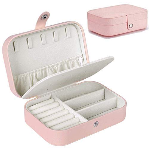 BOBOH Caja Joyero Pequeña,Portátil Joyero Viaje Cajas para Joyas Jewelry Organizer para Mujer, para Anillos, Aretes, Pendientes, Pulseras y Collares(Rosa)