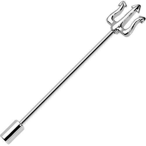 BodyJewelryonline Pitchfork Trident - Barra industrial para cartílago de acero quirúrgico 316L, 4 colores disponibles (gris)