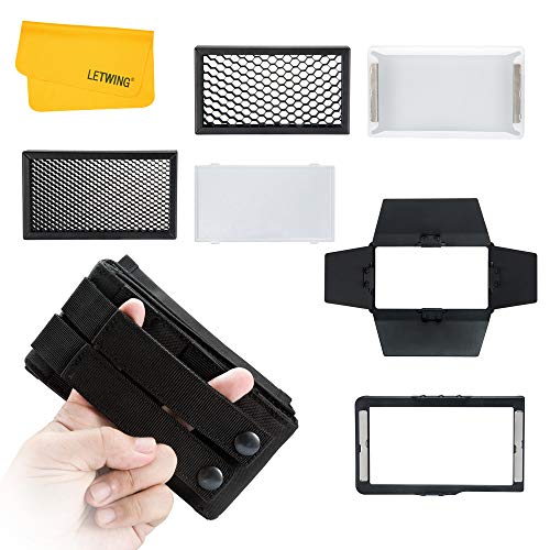 BOLING BL-P1 LED Accesorios de luz de vídeo, con puerta de granero, difusor suave, panal, bolsa de transporte le permite tener más efectos de luz diferentes