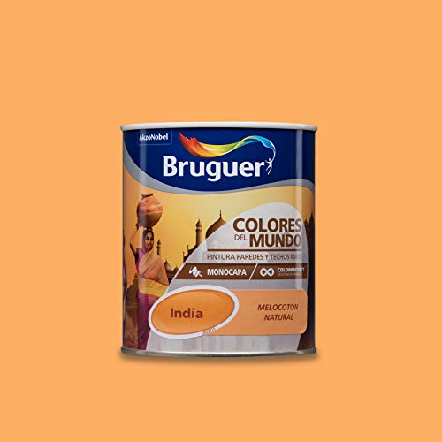 Bruguer Colores del Mundo Pintura para paredes monocapa India Melocotón Natural 750 ml