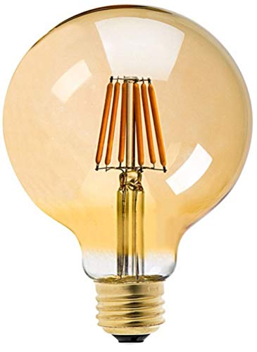 Bulbright 1 Unidade 8W G125 LED Bombilla de Filamento, Retro Bombilla, Estilo de Edison，220-240V, E27, Luz Blanca Cálida 2200K, 8W LED Bombilla Sustituye a 70W bombilla incandescent (8)