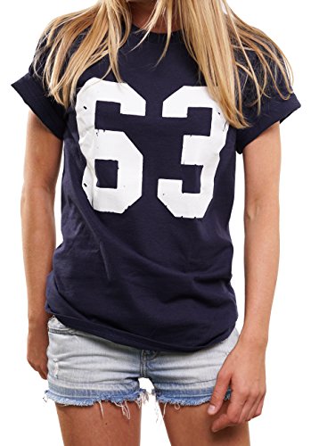 Bulldozer Trikot Oversize Top de Manga Corta - Numero 63 - Football Americano Camiseta para Mujer Bud Azul XL