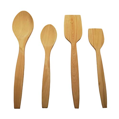 Buxus - Juego de 4 cucharas de madera para cocinar utensilios de madera de boj de 4 piezas, cuchara antiadherente, utensilios de cocina de alta calidad, regalos de madera sin edad para uso diario