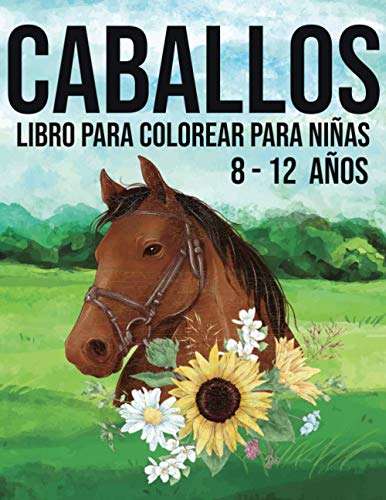 Caballos, libro de colorear para niñas, 8-12 años: Es mejor que una tableta, 60 hermosos patrones de colores de caballos.