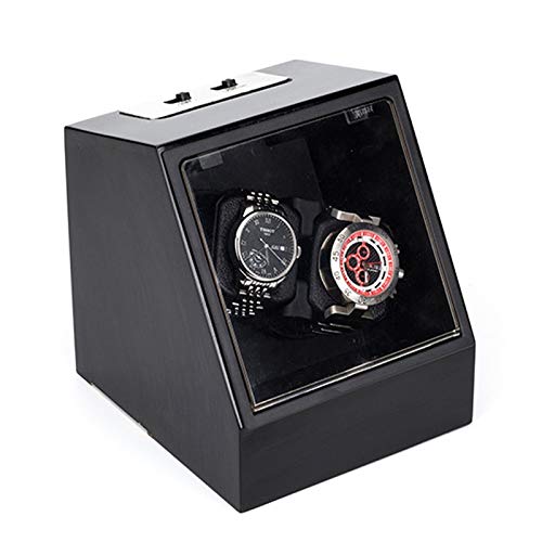 Caja de enrollamiento de Spinner Minador de relojes - 2 + 0 Negro Automático Reloj mecánico Caja de bobinado Motor Turn Turny Dispositivo de reloj MOVER ROTOR WATCH SHAKER Caja de almacenamiento Titul