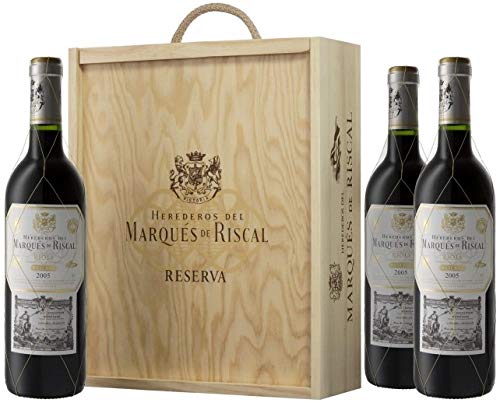 Caja de madera 3 botellas - Márques de Riscal Reserva - Vino tinto