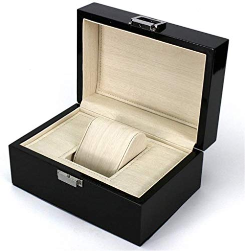 Caja de reloj de alta gama Joyero Barniz Caja de madera Caja de reloj Organizador de relojes Colección (Color: Negro Tamaño: S)