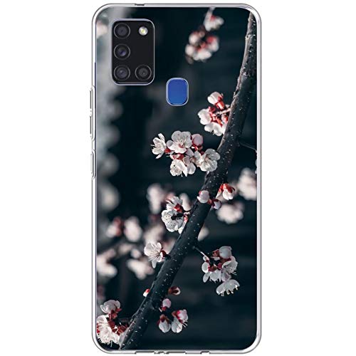 Carcasa Samsung A21s Funda Flor Hojas Aceite Pintura Tinta Paisaje Patrón Estuche Transparente Suave Silicona TPU Case Ultra Delgado Anti Choque Proteccion Caja para Galaxy A21s (11)