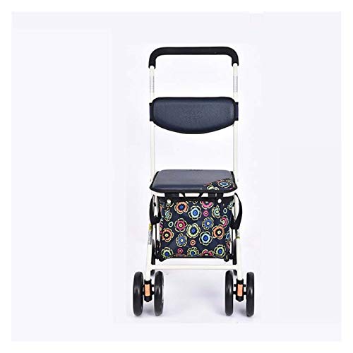 Carro De La Compra Plegable, Carrito De La Compra Fuerte Y Estable, Ayuda para La Movilidad, 4 Ruedas 6 Tuedas, Shopping Trolley, Asa Ajustable En 50 * 42 * 90cm (Longitud X Anchura X Altura)