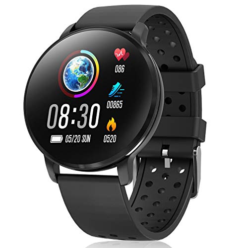 CatShin Smartwatch, Reloj Inteligente para Hombre Mujer, CS06 IP68 Impermeable Reloj de Fitness con Podómetro Pulsómetros Caloría, Pulsera Actividad Inteligente para Android iOS (Negro)