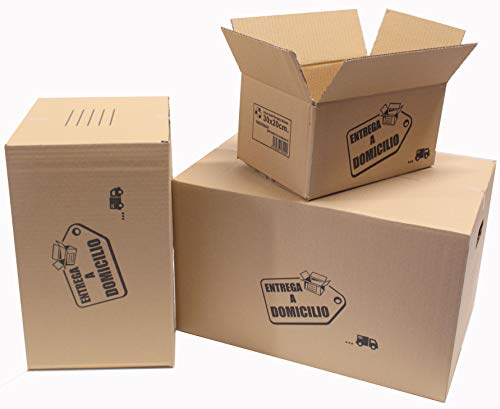 Chely Intermarket, Cajas de cartón para mudanzas 30x20x15cm (Pack 20uds) Disponible en varias dimensiones | Canal simple de alta calidad | Fabricadas en España | 100% reciclables (30x20x15-5,10)
