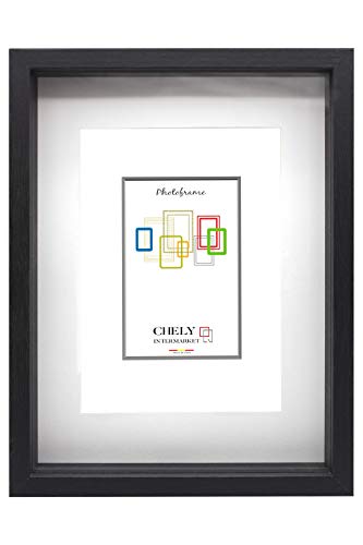 Chely Intermarket, Marcos con Profundidad 30x40 cm (Medida Interior de paspartú 20x30 cm) (Negro) | MOD-3503| El Marco Queda al Nivel de la Pared.(3503-30x40-1,35)