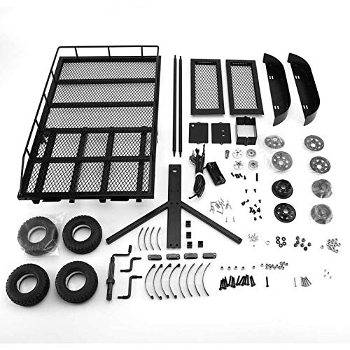 CHICIRIS Remolque RC Remolque, RC Tipo de Rueda Heavy Duty Todo Metal Remolque Eje Doble 1/10 Remolque Electrónica Hobby Toy