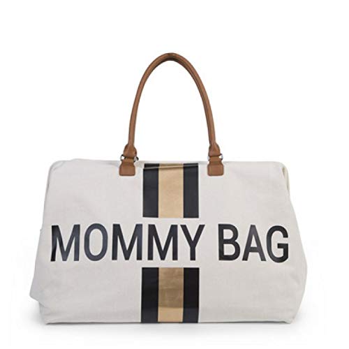 Childhome Mommy Bag CWMBBCOBL Bolso de Pa?ales, 50 x 30 x 30 cm, Blanco (White Stripes Black/Gold)
