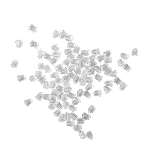 Ciaoed - 100 piezas de tapones de goma para pendientes pequeños, transparentes, sin alergias, transparentes, con mariposa, para aretes de seguridad, para mujer