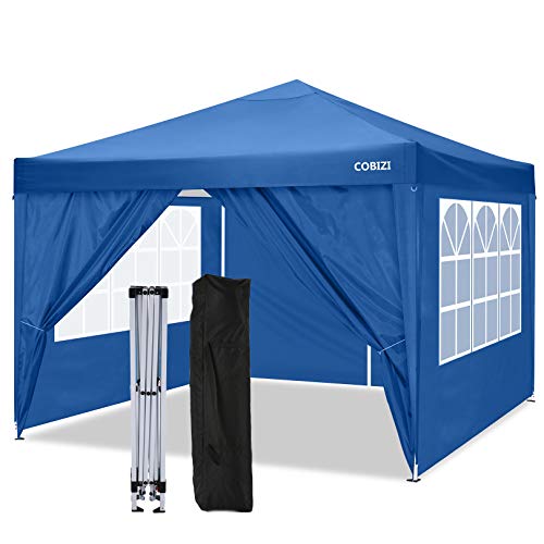 COBIZI Carpa 3x3m Cenador de Fiesta Pop Up Gazebo Impermeable Carpas de Jardin con 4 Paredes Laterales, 3 Regulables en Altura, Utilizado para Jardín, Playa, Fiesta, etc