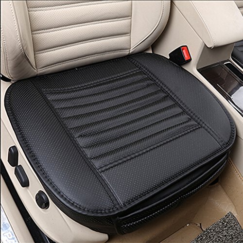 Cojín de asiento, protección del asiento de coche, cómodo y transpirable Cuatro estaciones generales Pu cuero Bambú carbón de leña transpirable coche interior (Negro, 1 Pcs)