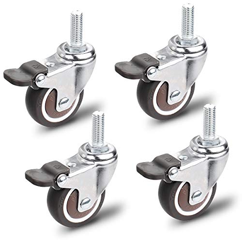 Colmanda Ruedas Giratorias, 4 Pcs Ruedas Giratorias con Frenos, Ruedas de Goma para Muebles, Ruedas Pivotantes Ruedas Industrial Ruedas para Muebles