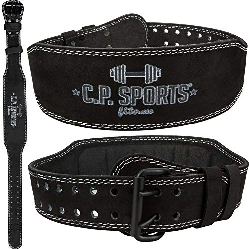 C.P.Sports Cinturón de Entrenamiento Deportivo, para Levantador de Pesas, Hombre y Mujer, Extra Ancho, para Deportes de Fuerza, Culturismo, Fitness - Negro, estándar, S = 64 – 84 cm