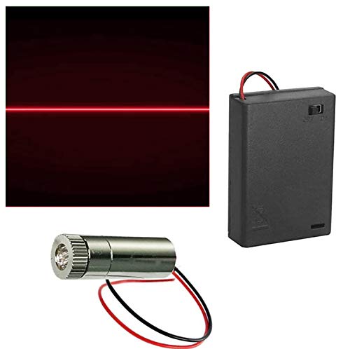 CTRICALVER 1 pcs 650nm Módulo de Línea Rojo Láser Enfoque Ajustable con Lente de Plástico 3-6V+ 1pcs AA Soportes de Batería (Forma de la fuente de luz: línea)