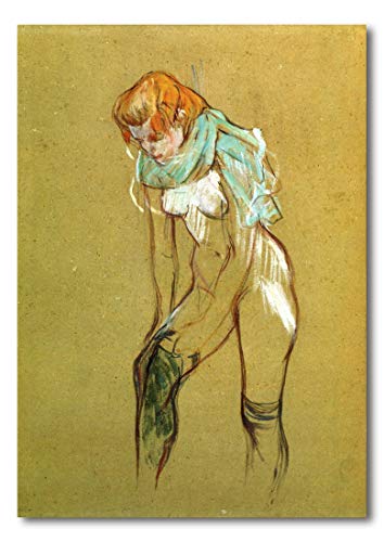 Cuadro Decoratt: Mujer subiendose las medias - Henri de Toulouse Lautrec 25x35cm. Cuadro de impresión directa.