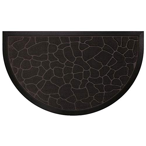 Deco Tapis - 1740257, Tapete Entrada Media Luna, 45 X 75 Cm, Demi,Lune Galets, Alfombra De Entrada, Negro