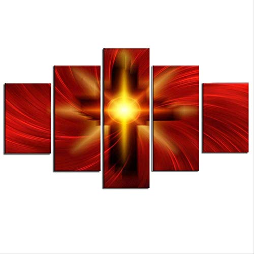 DGGDVP 5-Precio de Christian Cross Pintura Decorativa Cartel religioso Carteles e Impresiones Arte de la Lona Pintura de la Lona tamaño 2 Marco