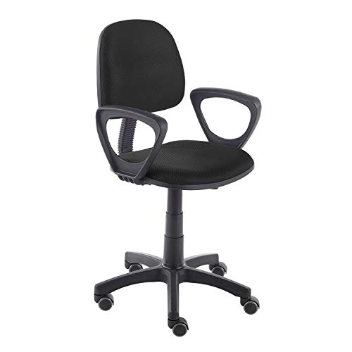 duehome Silla de Escritorio, Silla Juvenil, Silla Estudio, Color Negro, Modelo Sena, Medidas: 58 cm (Ancho) x 57,5 cm (Fondo) x 82-94 cm (Alto)