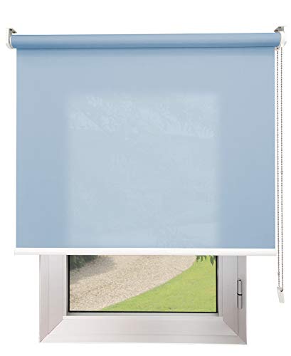 EB ESTORES BARATOS Estor Termoregulador Luminoso (Screen Trevira sin PVC) Tacto Textil/LO AJUSTAMOS A SU Medida EXACTA Ancho x Alto. Color: Azul Claro. Medidas: 125cm x 260cm