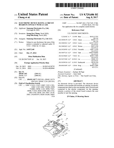 Electronic device having a circuit board in contact with a case: United States Patent 9729686 (English Edition)