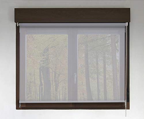 Estor Enrollable Screen Premium (Desde 40 hasta 300cm de Ancho - Permite Paso de luz y Ver el Exterior sin Que lo vean). Color Perla. Medida 212cm x 200cm para Ventanas y Puertas