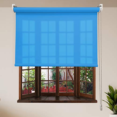 Estor TAMIZADOR LUMINOSO PREMIUM / Reduce la intensidad del sol y deja pasar mucha luz. Estor TRANSLÚCIDO enrollable. Elija su medida de ancho x alto. Color: Azul turquesa. Medidas: 114cm x 180cm