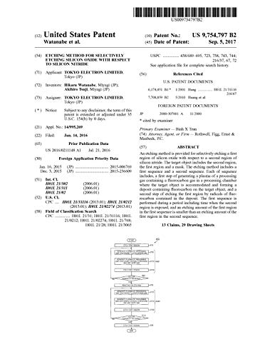 Etching method for selectively etching silicon oxide with respect to silicon nitride: United States Patent 9754797 (English Edition)