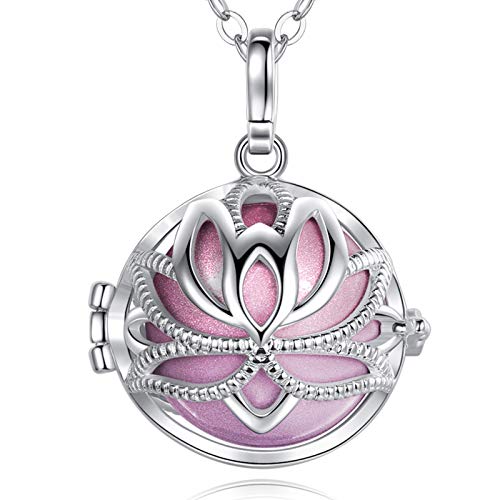 EUDORA Harmony Ball Bisutería Mujer Llamador de Angeles, Loto Sagrado Cadena Colgantes Joyería para Mujer Niña de Circonia Regalos Originales Carillón Música Cadena con Collar, 76,2cm