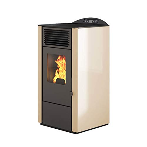 Eva Calor – Estufa de pellet Lory, potencia térmica 9 kW, color marfil