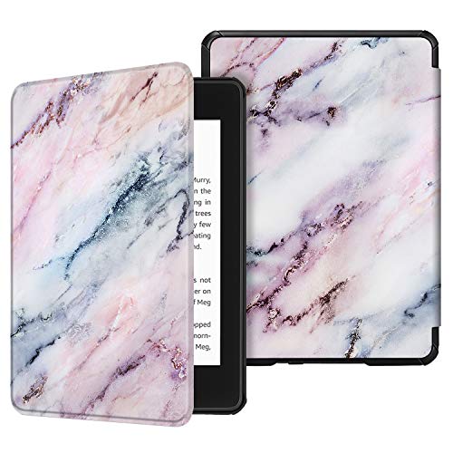 Fintie SlimShell Funda para Kindle Paperwhite (10.ª generación, 2018) - Carcasa Fina y Ligera de Cuero Sintético con Función de Auto-Reposo/Activación, Mármol Rosa