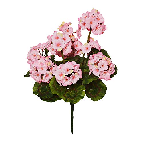 FloristryWarehouse - Ramo de Geranio Artificial de Seda sintética, 47 cm x 9 Cabezas, Color Rosa