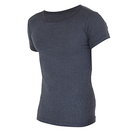 FLOSO - Camiseta interior térmica de manga corta para hombre (viscosa de categoría superior) (L- pecho 102-107cm/Carbón )