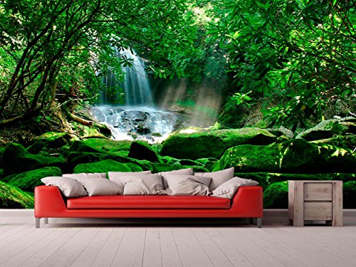 Fotomural Vinilo Pared Cascada Bosque Tropical | Fotomural para Paredes | Mural | Vinilo Decorativo | Varias Medidas 350 x 250 cm | Decoración comedores, Salones, Habitaciones.