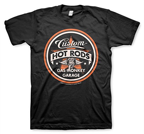 Gas Monkey Garage Oficialmente Licenciado GMG Custom Hot Rods 3XL,4XL,5XL Hombre Camiseta (Negro), 3X-Large