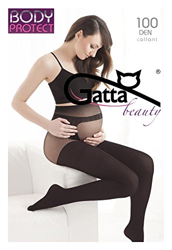 Gatta Body Protect 100den – Medias para embarazadas con parte interior especial suave, muy elásticas, mate negro M