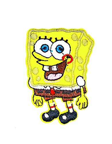 Gemelolandia | Parche Termoadhesivo Bob Esponja 7x4 cm | Muy Adherentes | Patch Stickers Para Decorar Tu Ropa | Fáciles de Poner