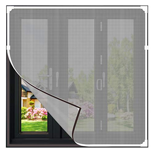 Gimars Mosquitera magnética recortable para ventana, sin agujeros, lavable, protección contra insectos para todas las ventanas pequeñas o iguales, 130 cm x 150 cm, imán para ventanas, color blanco