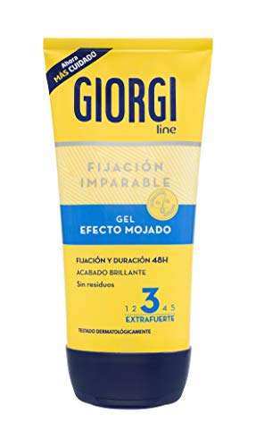 Giorgi Line - Gomina Efecto Mojado, Fijación y Duración 48h sin Residuos, Acabado Brillante, Fijación 3 Extrafuerte - 150 ml