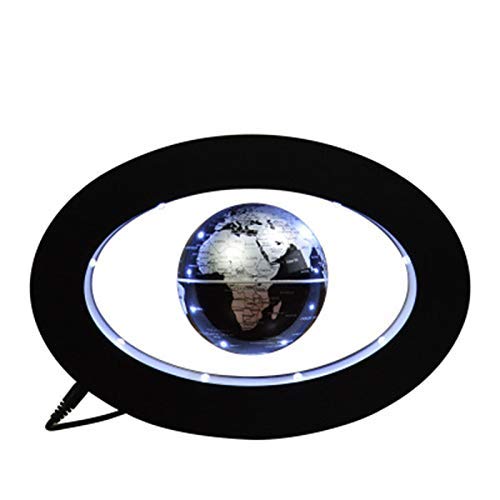 Globo de Mapa del Mundo de 3 Pulgadas, Globo de levitación magnética con Base de Forma Ovalada de luz Blanca LED Adecuada para decoración de Oficina