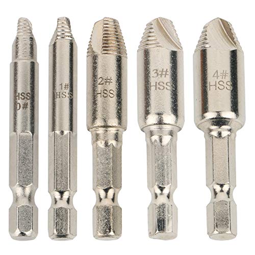 GTIWUNG 5Pcs Extractor de Tornillo Extractores, Dañado Tornillo Removedor, Desarmador Pernos Dañados, Screw Extractor Set, Hecho de Acero de Alta Velocidad HSS 4241#, 1/4" 6.35mm Caña Hexagonal