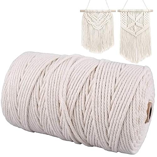 Gudotra 3mm x 200M Cuerda de Algodón Macrame Macrame Cuerda para Tejer Decoración Decoración Interior Envolver Regalo Navidad